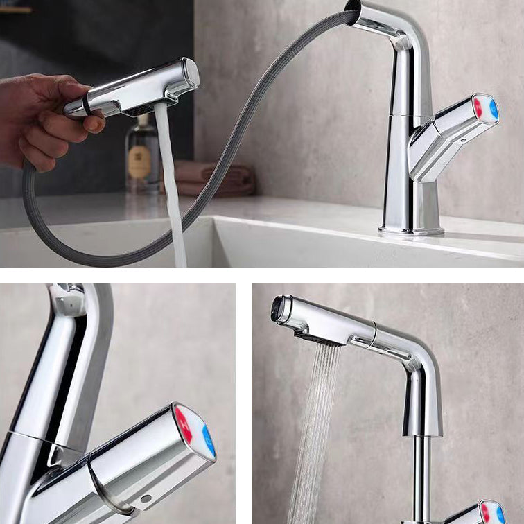 Brass Contemporary Sink Faucet Pull-Out Round Bathroom Faucet