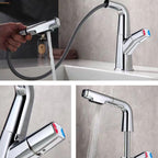 Brass Contemporary Sink Faucet Pull-Out Round Bathroom Faucet