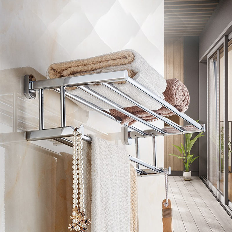Polished Chrome Modern Bathroom Accessory Set Silver Towel Holder/Bath Shelf