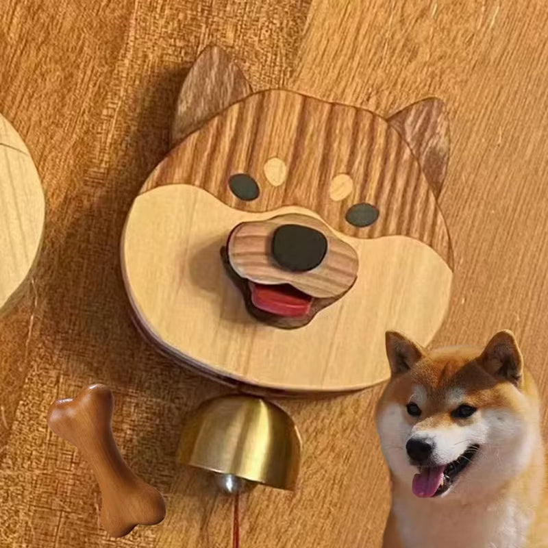 Playful Shiba Dog Face Wooden Doorbell