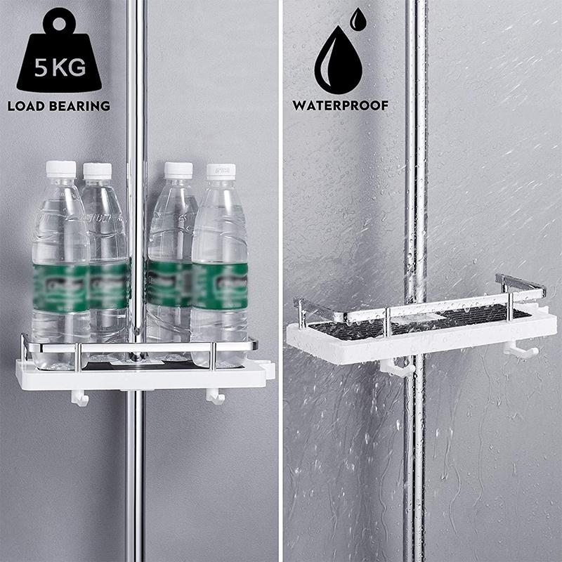 Storage rack for shower rack on bathroom rod