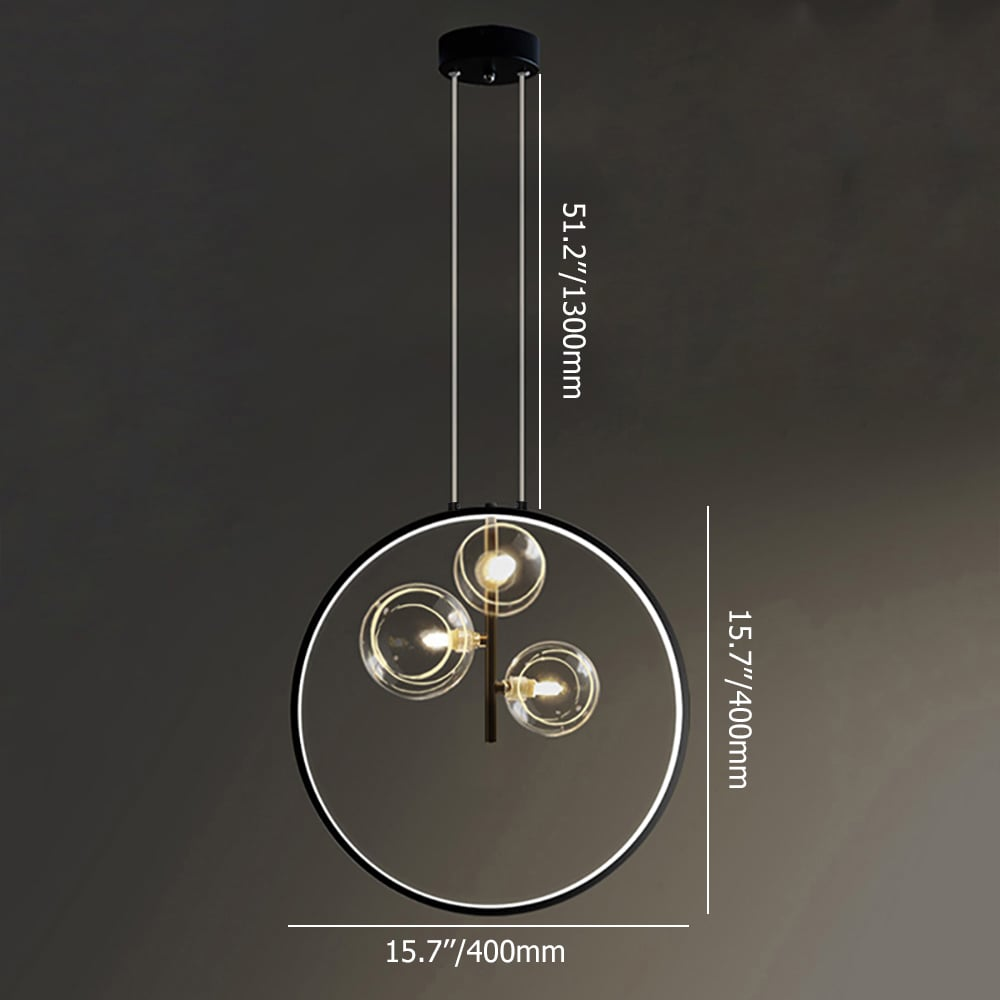 Minimalist Glass Ball Pendant Light Black