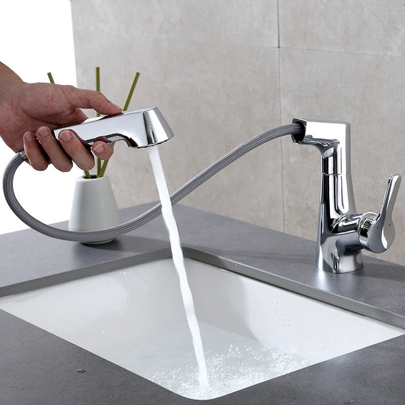 Modern Single Color Faucet Metal Center Connection Basin Faucet for Bathroom