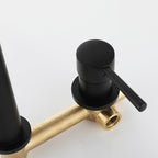 Industrial Sink Faucet Brass Lever Handles Low Arc Wall Mounted Bathroom Faucet