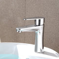 Modern Basin Tap Monochrome Center Mount Low Arc Faucet for Bathroom