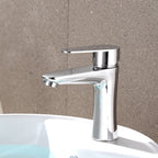 Modern Basin Tap Monochrome Center Mount Low Arc Faucet for Bathroom