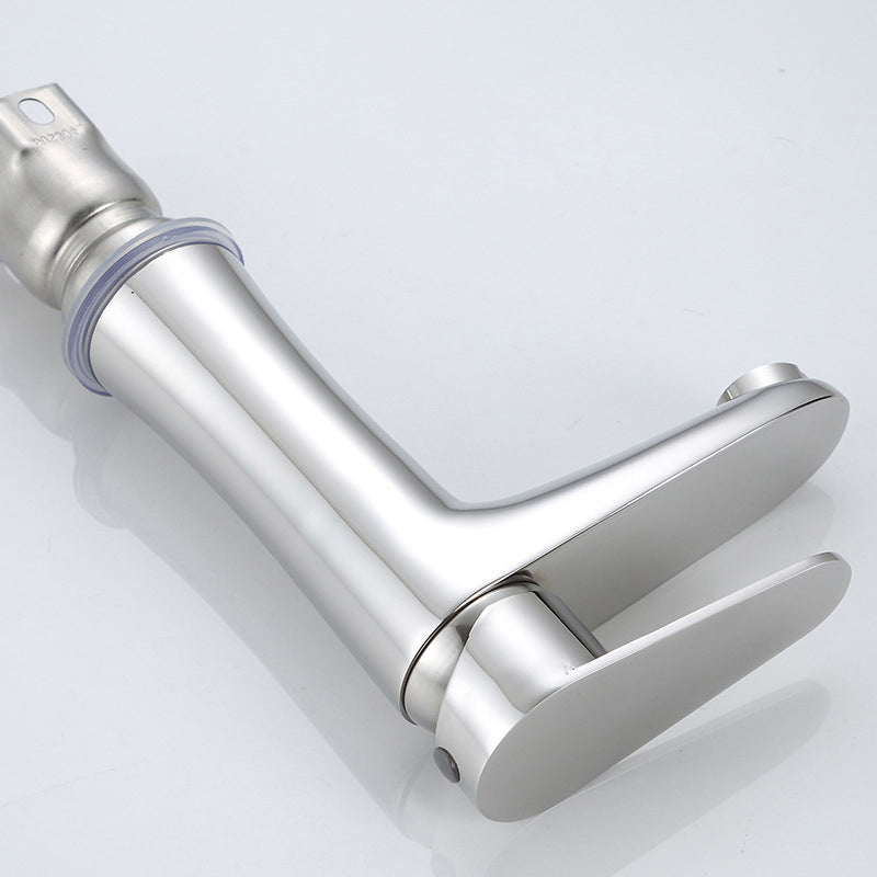 Modern Basin Tap Monochrome Center Mount Low Arc Faucet for Bathroom