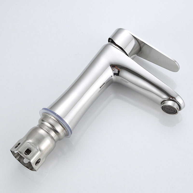 Modern Basin Tap Monochrome Center Mount Low Arc Faucet for Bathroom