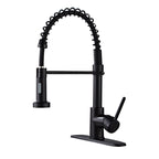 Glam Basin Faucet Brass Lever Handles Spring Neck Three-Function Bathroom Sink Tap