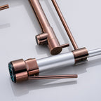 Glam Basin Faucet Brass Lever Handles Spring Neck Three-Function Bathroom Sink Tap