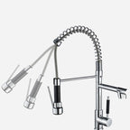 Glam Basin Faucet Brass Lever Handles Spring Neck Three-Function Bathroom Sink Tap