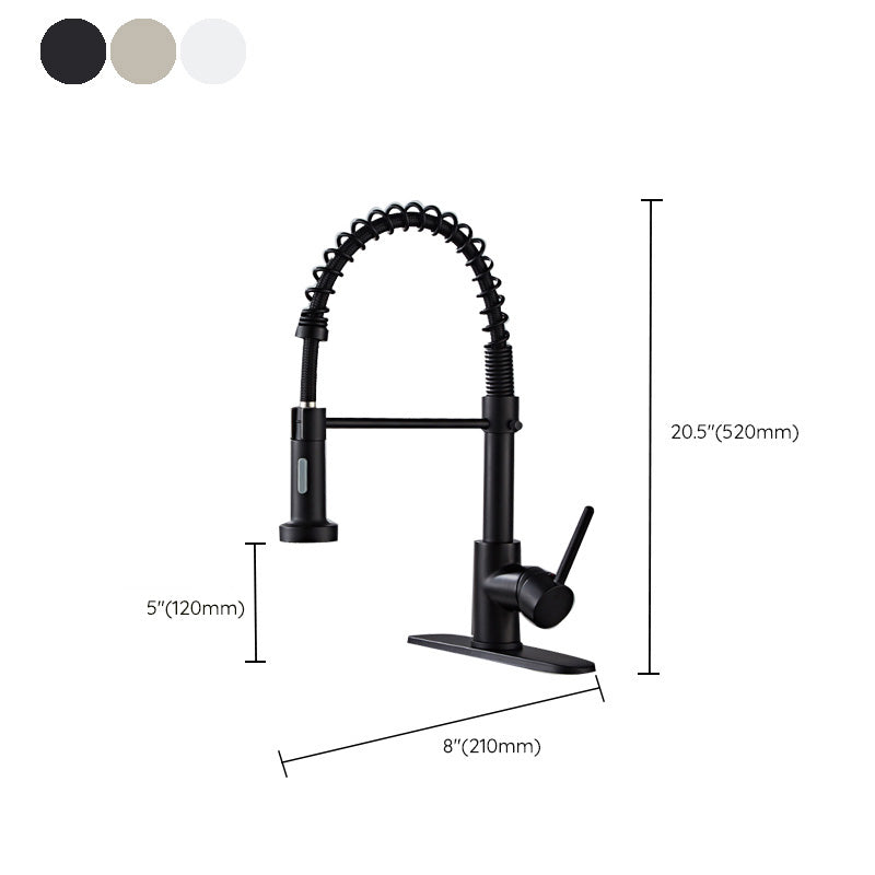 Glam Basin Faucet Brass Lever Handles Spring Neck Three-Function Bathroom Sink Tap
