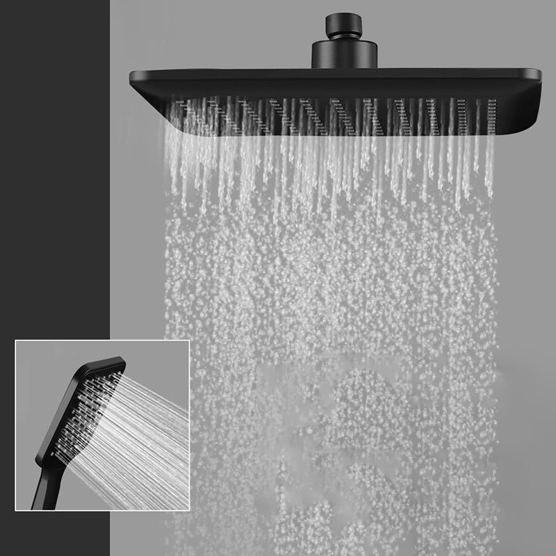 Modern square matte black shower head rainfall shower head combo
