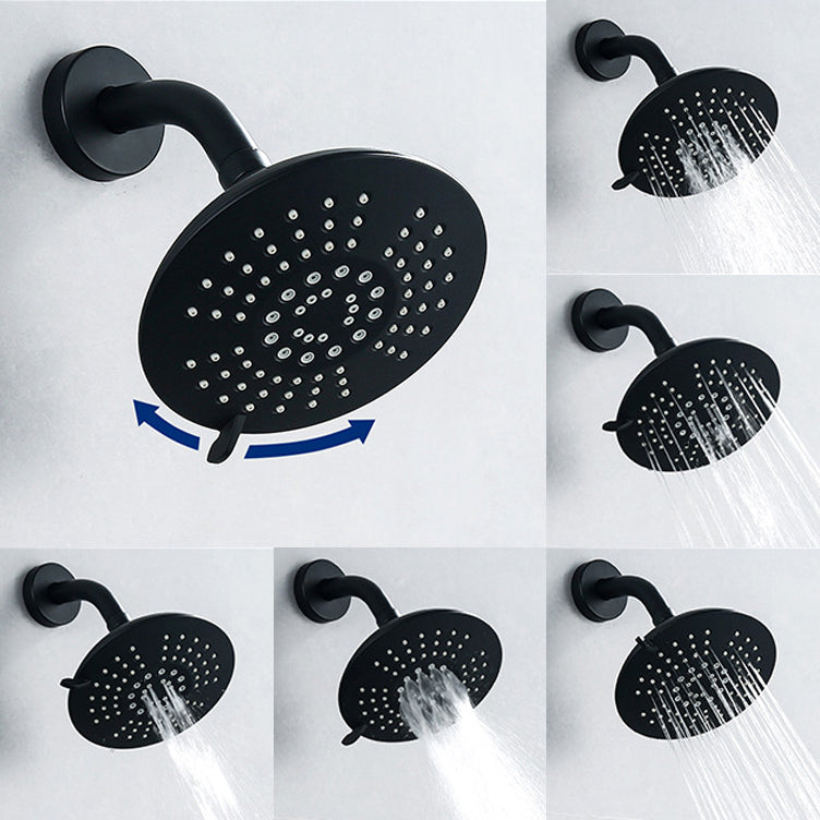 Round Fixed Shower Head Matte Black 5 Spray Patterns Wall Mounted Shower Head