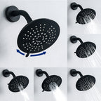 Round Fest Shower Head Matte Black 5 Spray Patterns Wall Mounted Shower Head