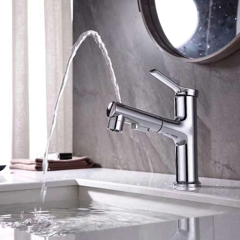 Contemporary Sink Faucet Plian Low Arc Center-Set Bathroom Faucet