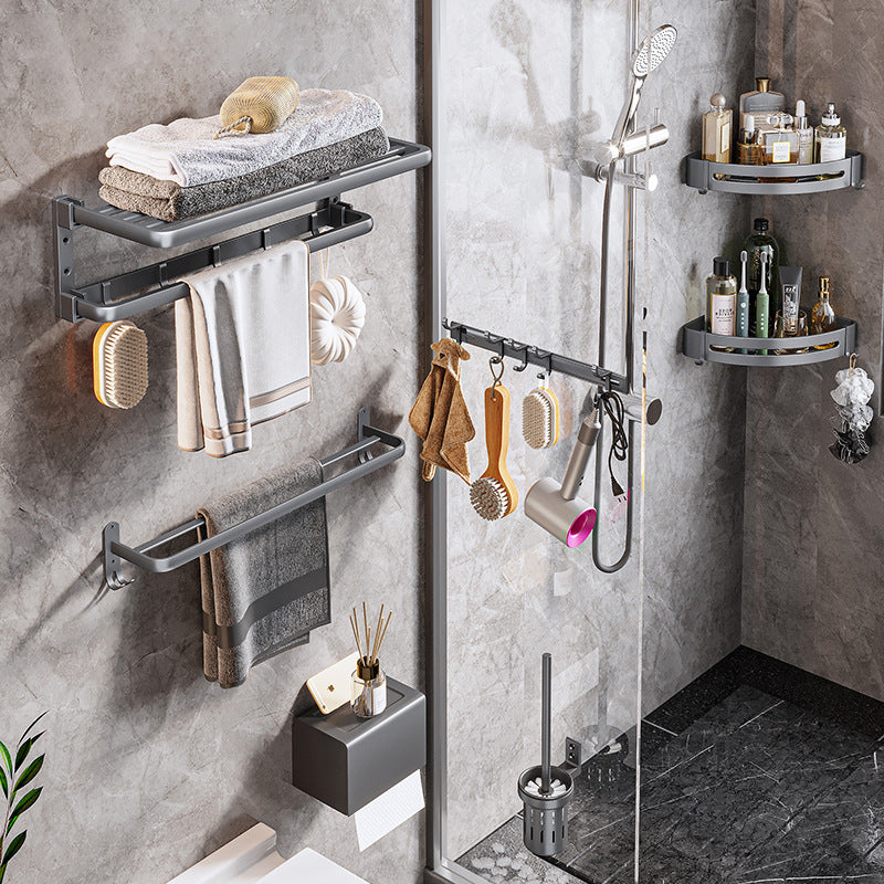 Modern Bathroom Accessories Hardware Set Gray Towel Bar Bathroom Shelf Bathroom Hardware Set