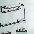 Modern Bathroom Accessory Set Matte Black/Grey Bathroom Shelf/Towel Holder & Paper Holder