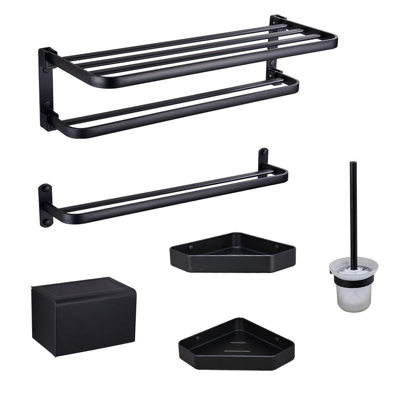 Modern Bathroom Accessory Set Matte Black/Grey Bathroom Shelf/Towel Holder & Paper Holder