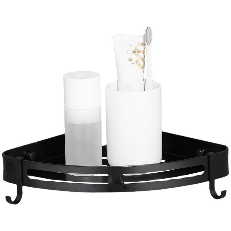 Modern Aluminum Bathroom Accessory Set Black/ Silver Bathroom Shelf