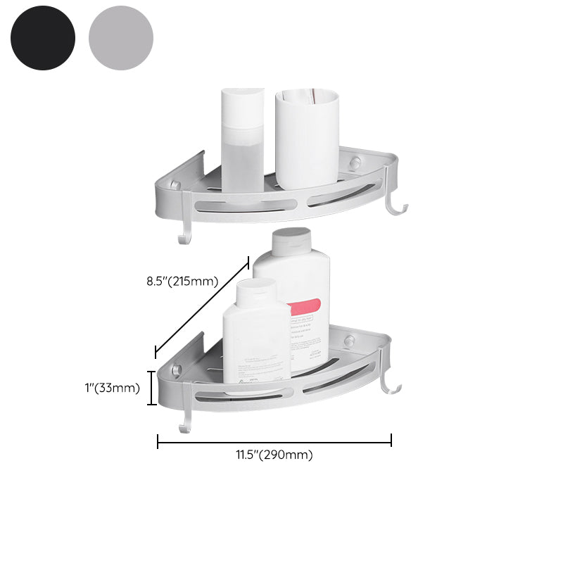 Modern Aluminum Bathroom Accessory Set Black/ Silver Bathroom Shelf