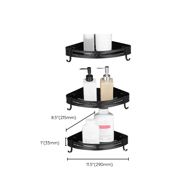 Modern Aluminum Bathroom Accessory Set Black/ Silver Bathroom Shelf