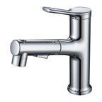Modern Sink Faucet Copper Single Handle Low Arc Pull-Out Sink Faucet