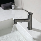 Modern Sink Faucet Copper Single Handle Low Arc Pull-Out Sink Faucet