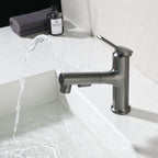 Modern Sink Faucet Copper Single Handle Low Arc Pull-Out Sink Faucet