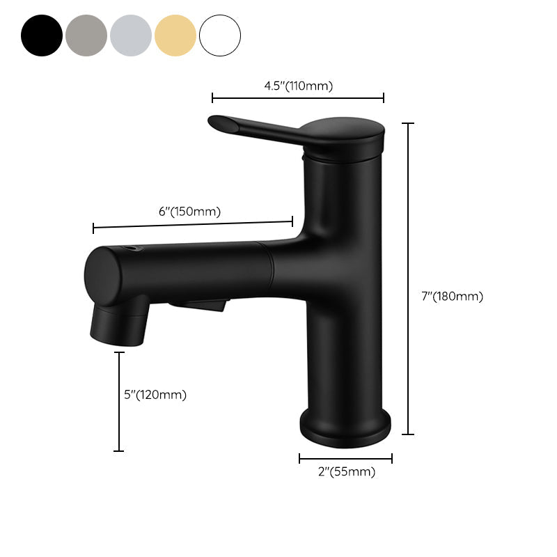 Modern Sink Faucet Copper Single Handle Low Arc Pull-Out Sink Faucet