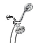 Silver Dual Shower Head Round Rainfall Wall-Mounted Shower Head