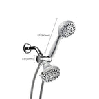 Silver Dual Shower Head Round Rainfall Wall-Mounted Shower Head