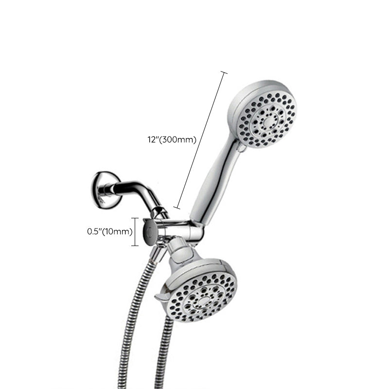 Silver Dual Shower Head Round Rainfall Wall-Mounted Shower Head