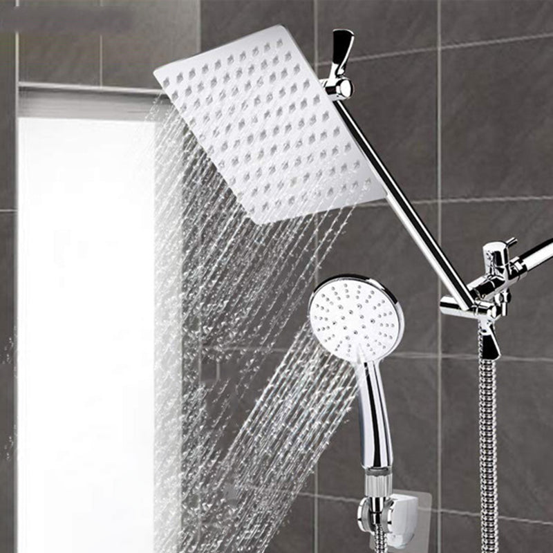 Modern Style Dual Shower Head 9-Spray Silver Wall Mount Shower Head