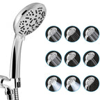 Modern Style Dual Showerhead 9-Spray Silver Wall-Mounted Showerhead