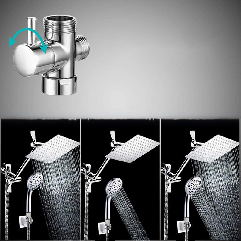 Modern Style Dual Showerhead 9-Spray Silver Wall-Mounted Showerhead