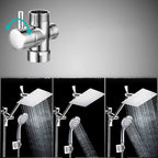 Modern Style Dual Shower Head 9-Spray Silver Wall Mount Shower Head