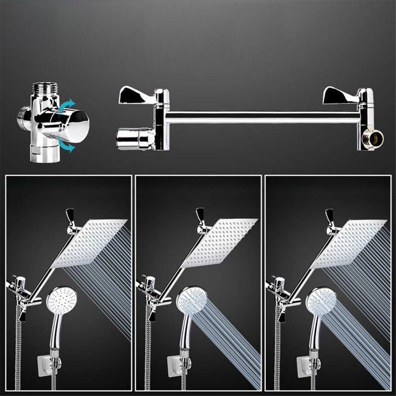Modern Style Dual Showerhead 9-Spray Silver Wall-Mounted Showerhead
