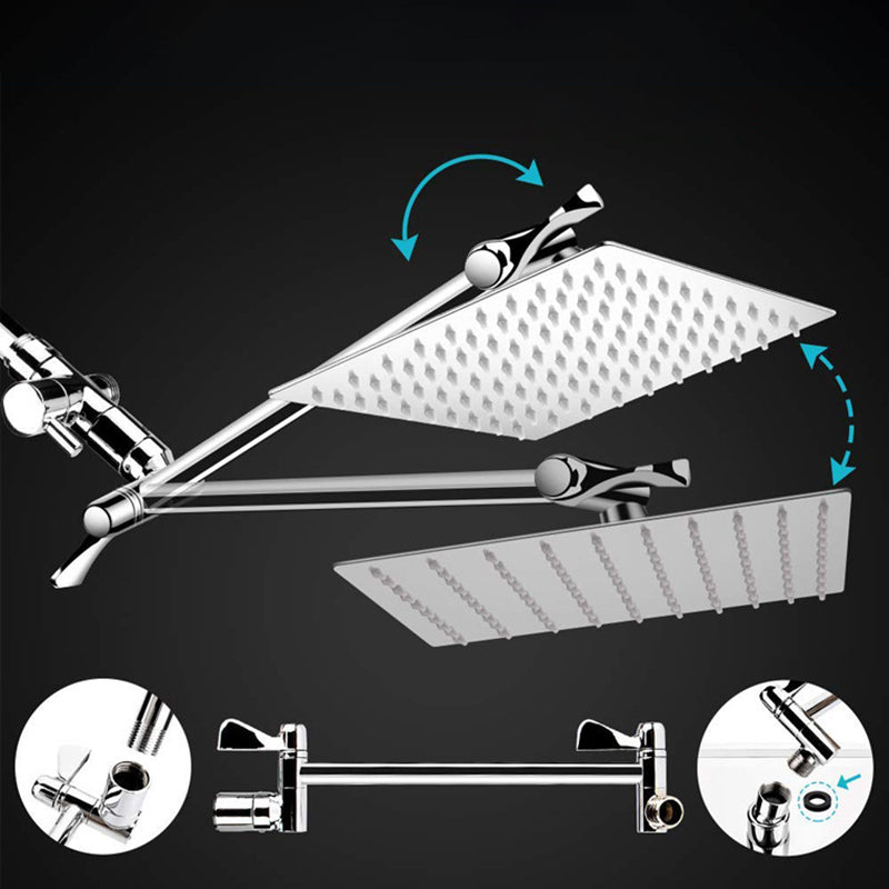 Modern Style Dual Showerhead 9-Spray Silver Wall-Mounted Showerhead