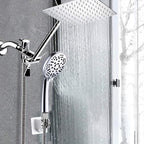 Modern Style Dual Showerhead 9-Spray Silver Wall-Mounted Showerhead
