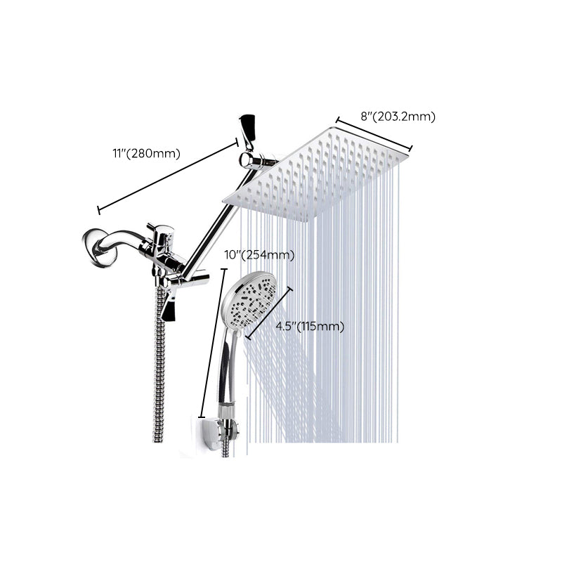 Modern Style Dual Shower Head 9-Spray Silver Wall Mount Shower Head
