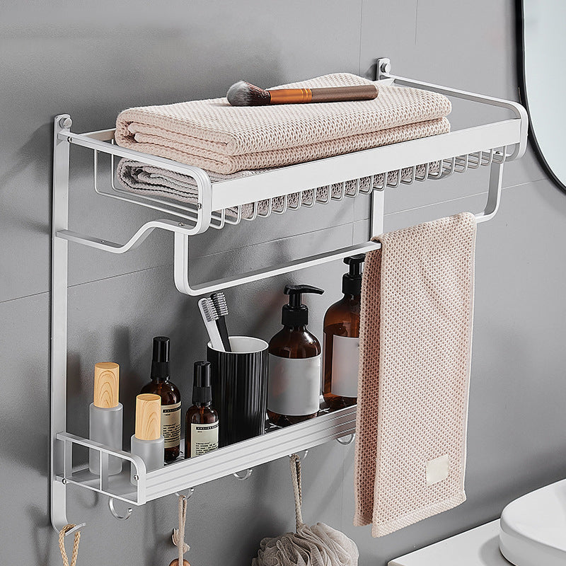 Black / Silver Bathroom Accessories Aluminum Hardware Set Bathroom Shelf