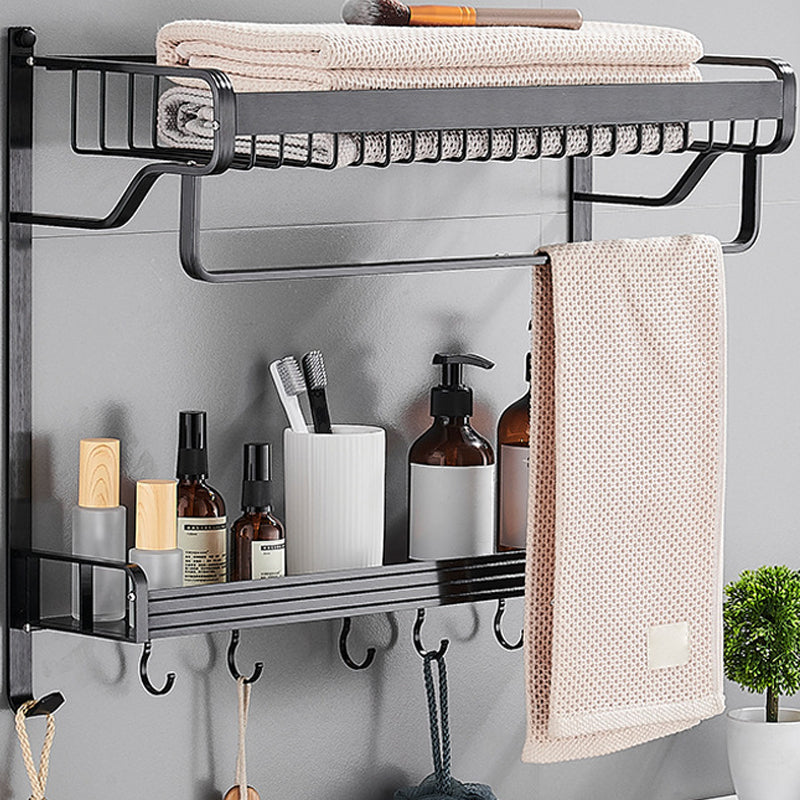 Black / Silver Bathroom Accessories Aluminum Hardware Set Bathroom Shelf