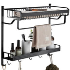 Black / Silver Bathroom Accessories Aluminum Hardware Set Bathroom Shelf