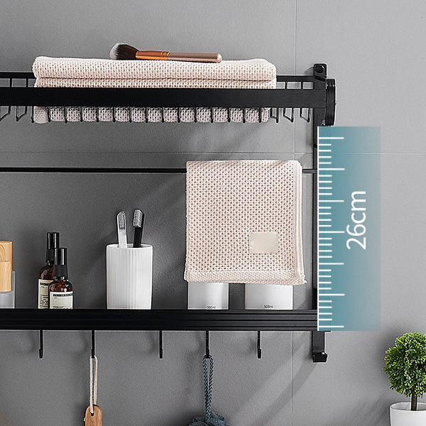 Black / Silver Bathroom Accessories Aluminum Hardware Set Bathroom Shelf