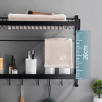 Black / Silver Bathroom Accessories Aluminum Hardware Set Bathroom Shelf