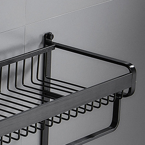 Black / Silver Bathroom Accessories Aluminum Hardware Set Bathroom Shelf