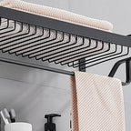 Black / Silver Bathroom Accessories Aluminum Hardware Set Bathroom Shelf