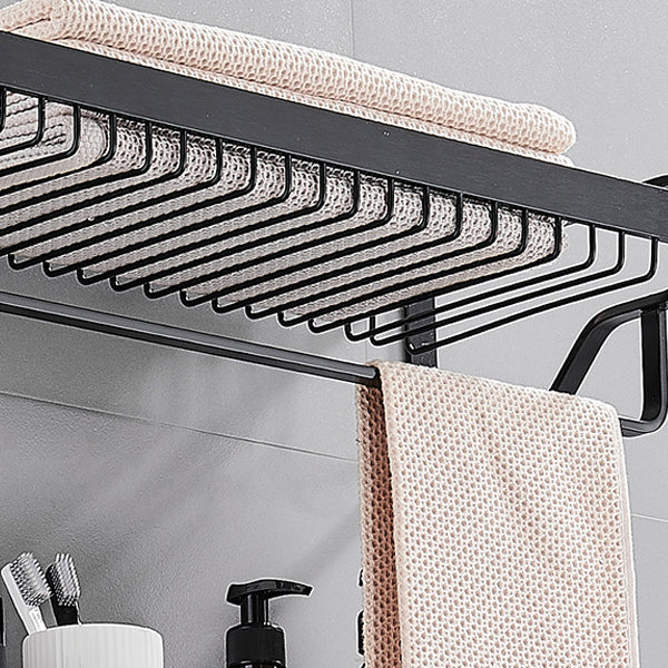 Black / Silver Bathroom Accessories Aluminum Hardware Set Bathroom Shelf