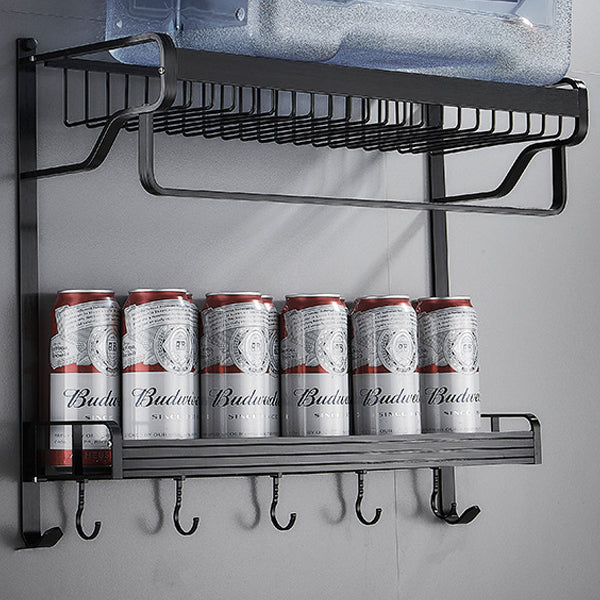 Black / Silver Bathroom Accessories Aluminum Hardware Set Bathroom Shelf